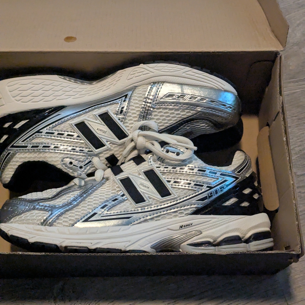 Kids White and Silver Athletic Sneakers - New Balance 1906 - Picture 6 of 11